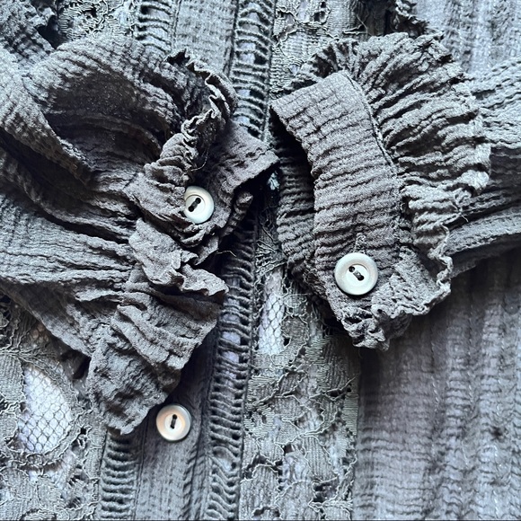 Rebecca Taylor Long Sleeve Silk and Lace Top Long Sleeve Sheer Victorian Sz 0 - Picture 15 of 16